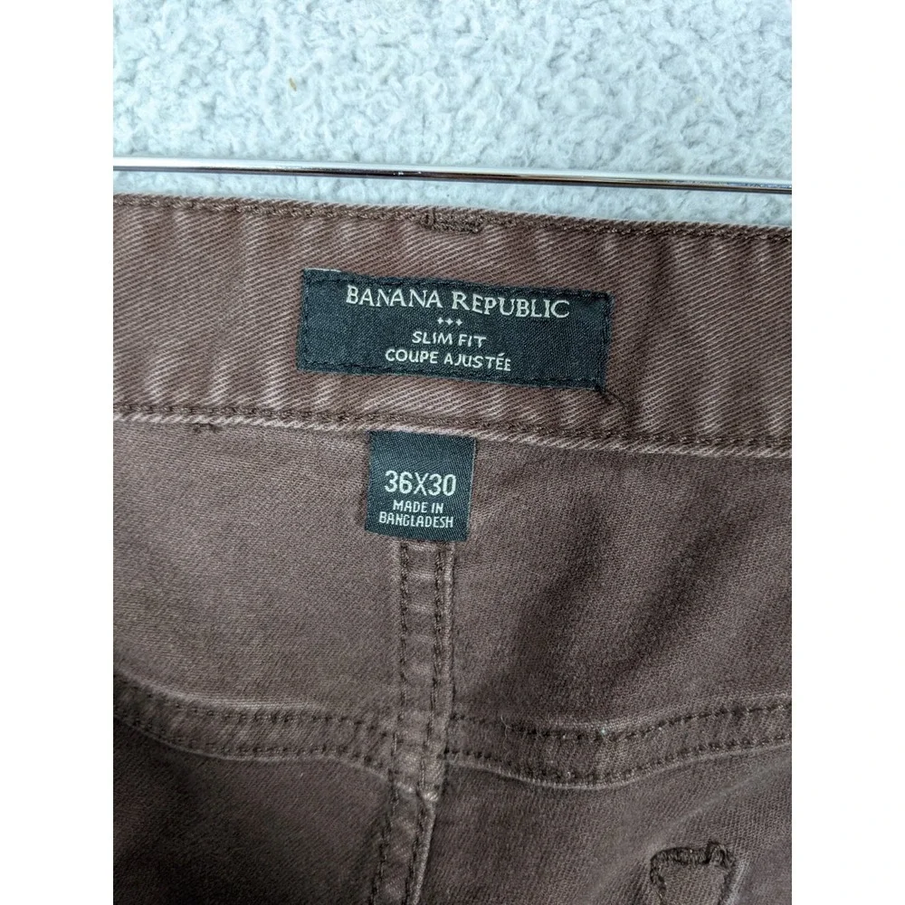 Banana Republic Slim Fit Jeans Mens 36X30 (36x28) Brown Denim Zip Fly Straight